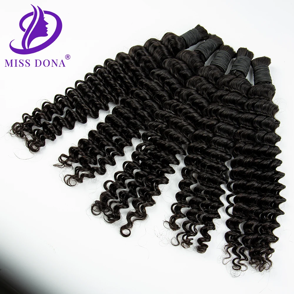 Curly Virgin Hair Bulk Extension Deep Wave Wig Extension Black Hair Bulk for Hair Weaving Salon Supplies