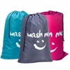 Smile Shape Nylon Laundry Bag Wash Me Travel Storage Pouch Machine Washable Dirty Clothes Organizer Wash Drawstring Bag 1