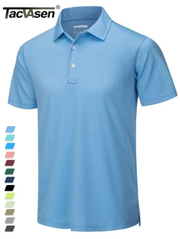 TACVASEN Summer Casual T-shirts Mens Short Sleeve Polo Shirts Button Down Work Shirts Quick Dry Tee Sports Fishing Golf Pullover 1