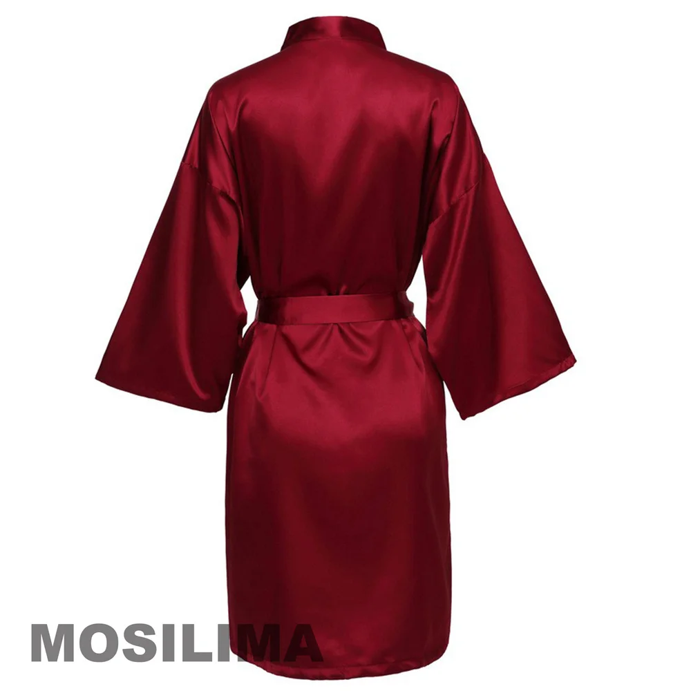 Bride Robe Kimono Satin Pajamas Bridesmaid Bathrobe with Black Letters bride robes
