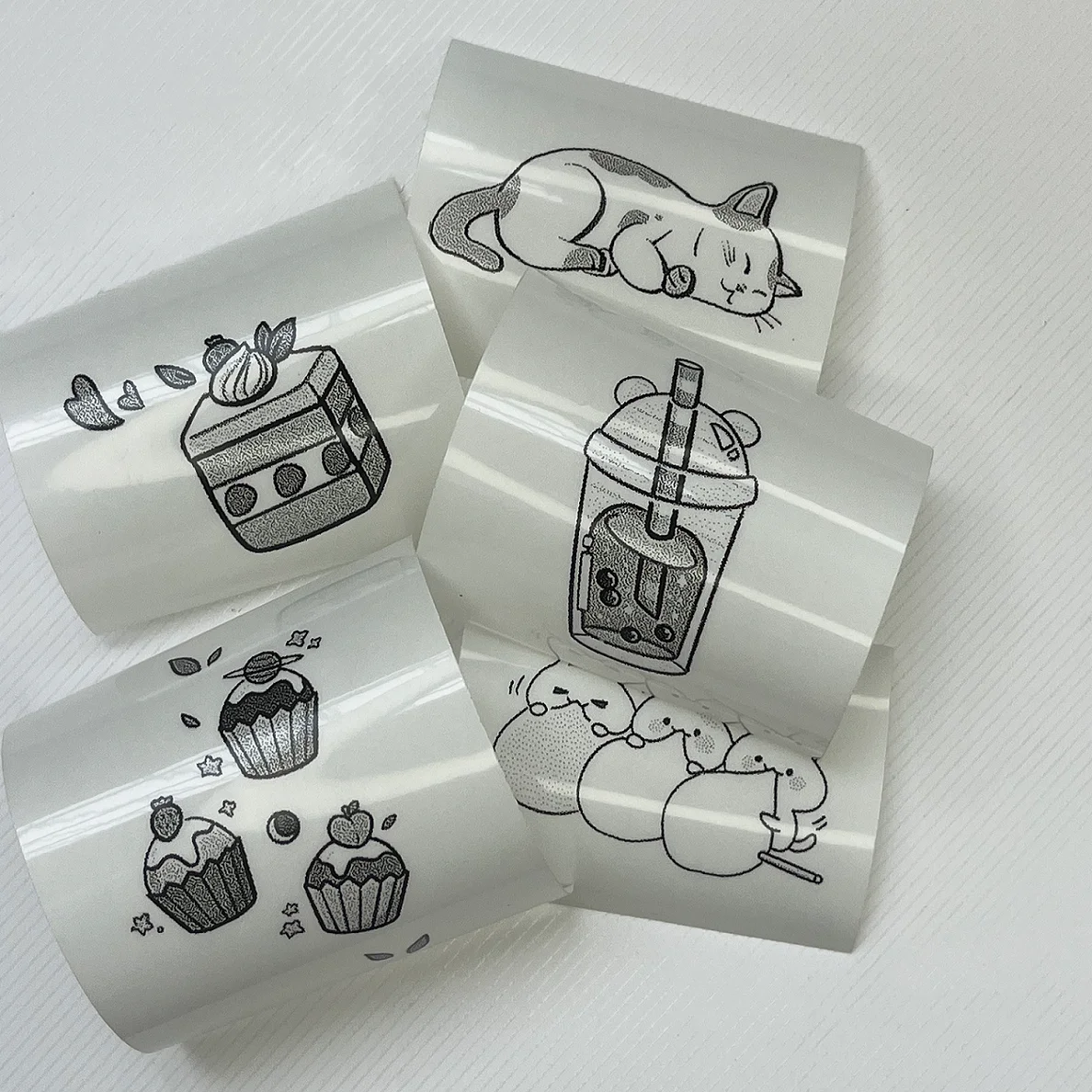 5 Rolls Thermal Paper Transparent Self-Adhesive Pocket Printer Thermal Printer Paper Mini Portable Sticker self adhesive stickers,thermal paper,printer sticker paper,thermal paper roll,printing label sticker
