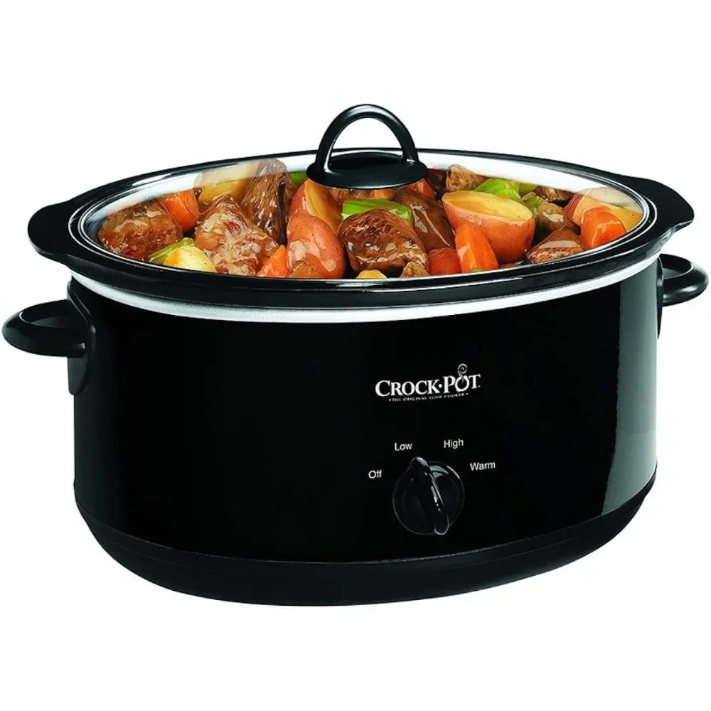 

Crock-Pot Large 8 Quart Oval Manual Slow Cooker and Food Warmer, Black (SCV800-B)