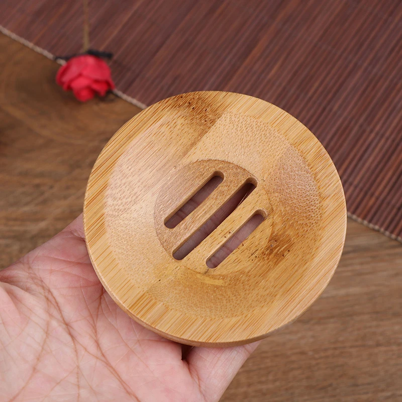 1PC Natural Wooden Bamboo Soap Dish Wooden Soap Tray Holder Storage Soap Rack Plate Box Container for Bath Shower Plate Bathroom