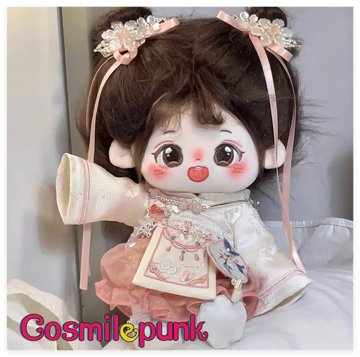 복숭아 꽃  한푸 고대 세관 세트, 봉제 인형 장난감, 옷 의상 액세서리, 귀엽고 사랑스러운 코스프레, 20cm
