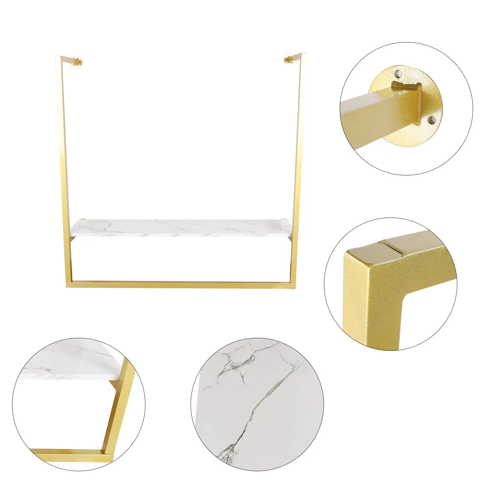 Commercial Wall Mounted Clothing Store Metal Gold Clothes Display Stand Boutique 5