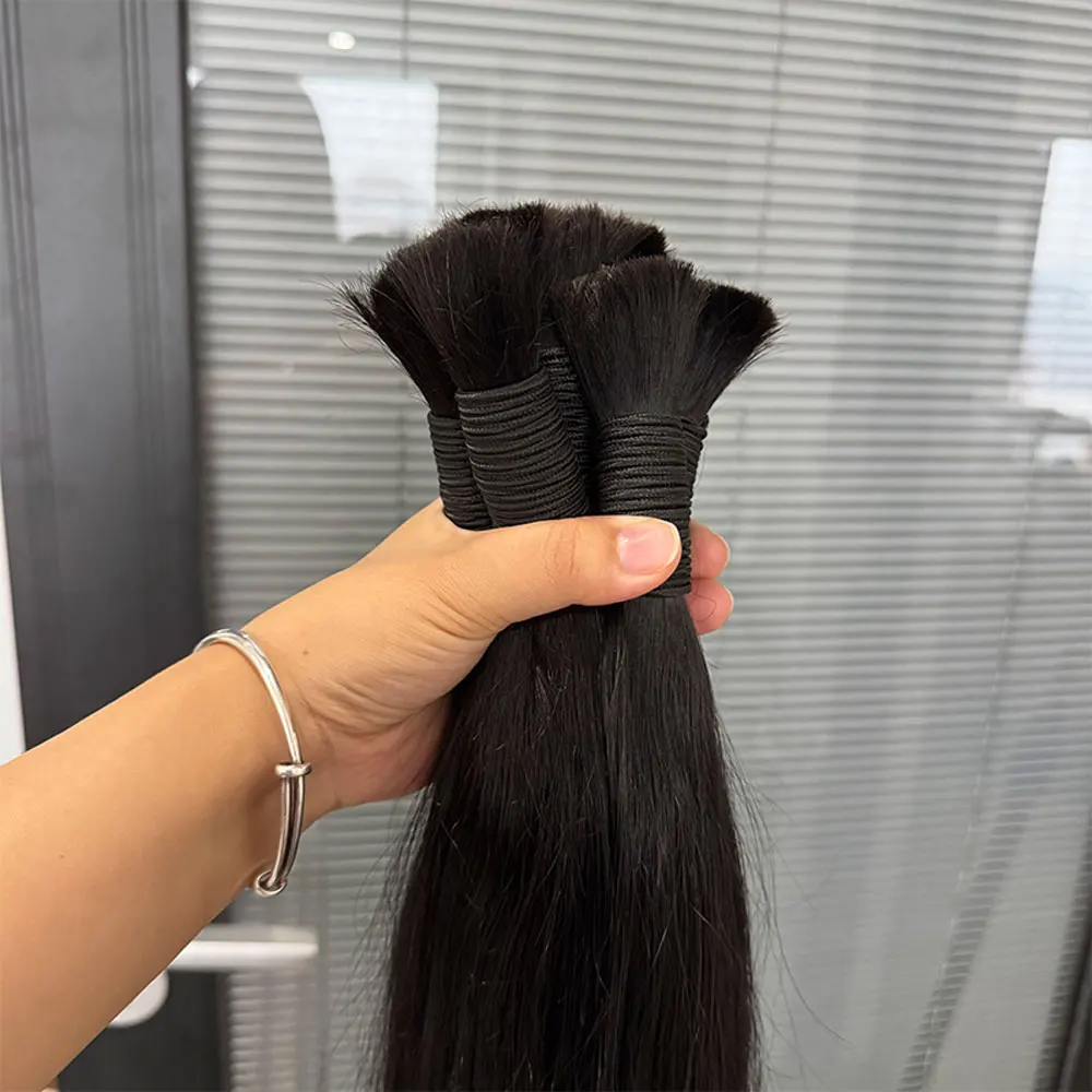 12A Bone Straight Raw Vietnamese Bulk Straight Human Hair For Braiding No Weft Straight Human Hair Bulk Extensions Bundles 5