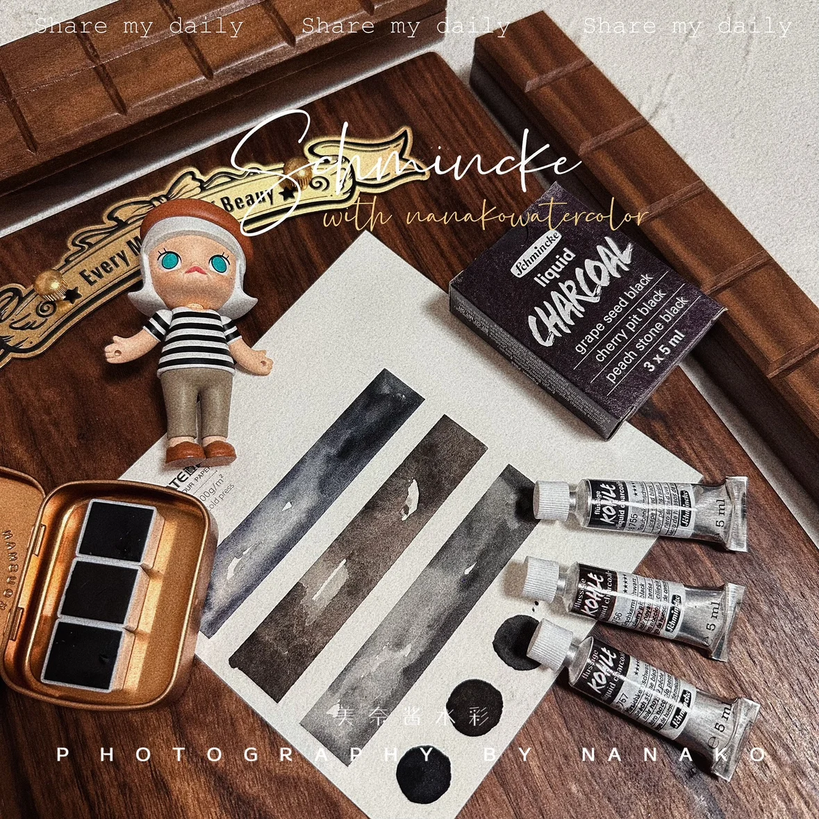 schmincke liquid charcoal watercolor paints liquid earth divided aquarela painting sketching 6 color set art special painting