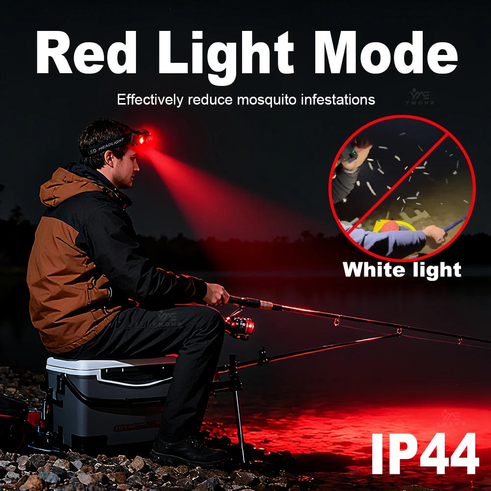 30000LM 초고휘도 헤드라이트 적색등 LED 전면 손전등 7가지 모드 18650 배터리 20W COB 충전식 헤드램프 캠핑 낚시 작업용 해산물 채집 작업등 헤드라이트 데일리 나이트라이트 어린이 헤드라이트