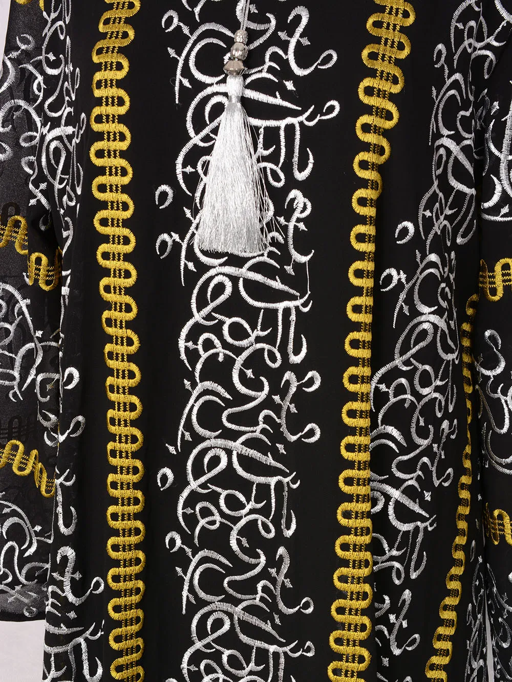Ramadan Muslimischen frauen Lose Stickerei Abaya Mesh Maxi Kleider Elegante Casual Kaftan Quaste Anhänger Dubai Abaya Vestidos – Detail 10