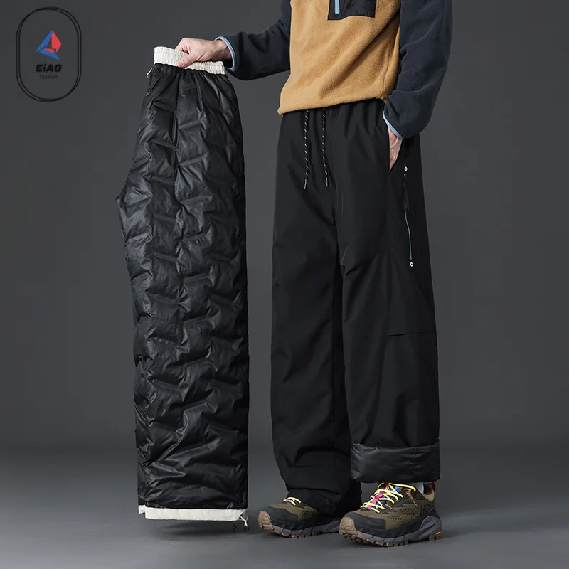 2026 Winter Men Down Jacket Brand Casual Cold-proof 90 White Duck Down Warm Wide leg Pants Women Snow Hiking Waterproof Trousers