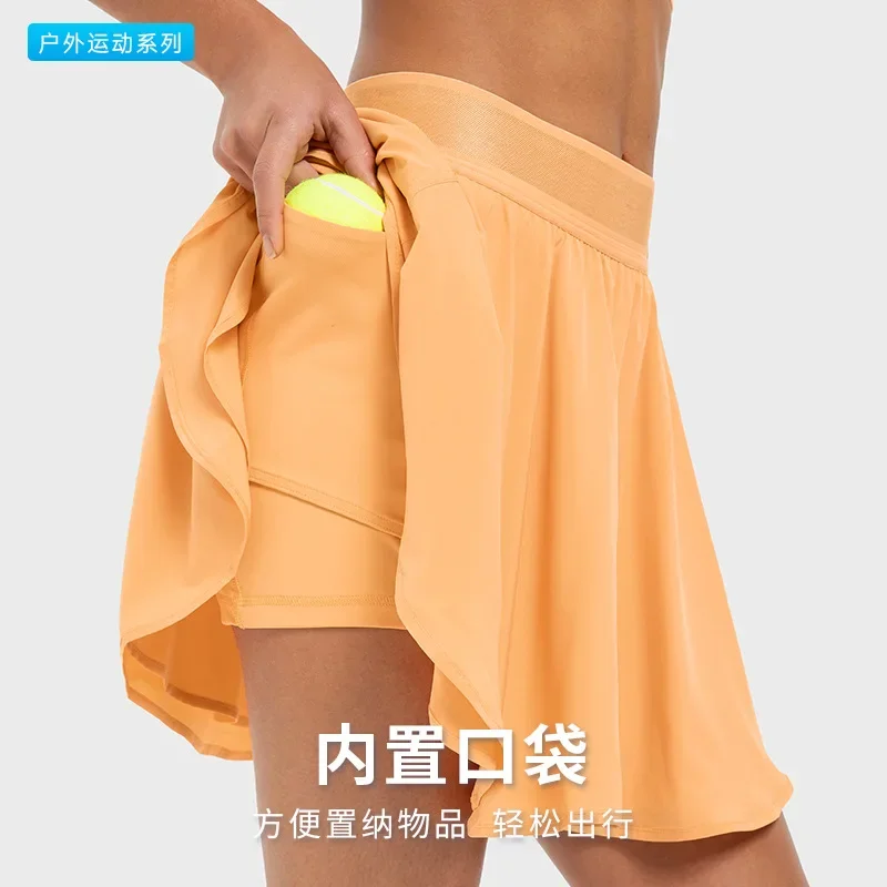 Luxtre Quick Dry Fake Two Tennis Skirts Lined with Anti Light Out Yoga Shorts for Women golf skirt