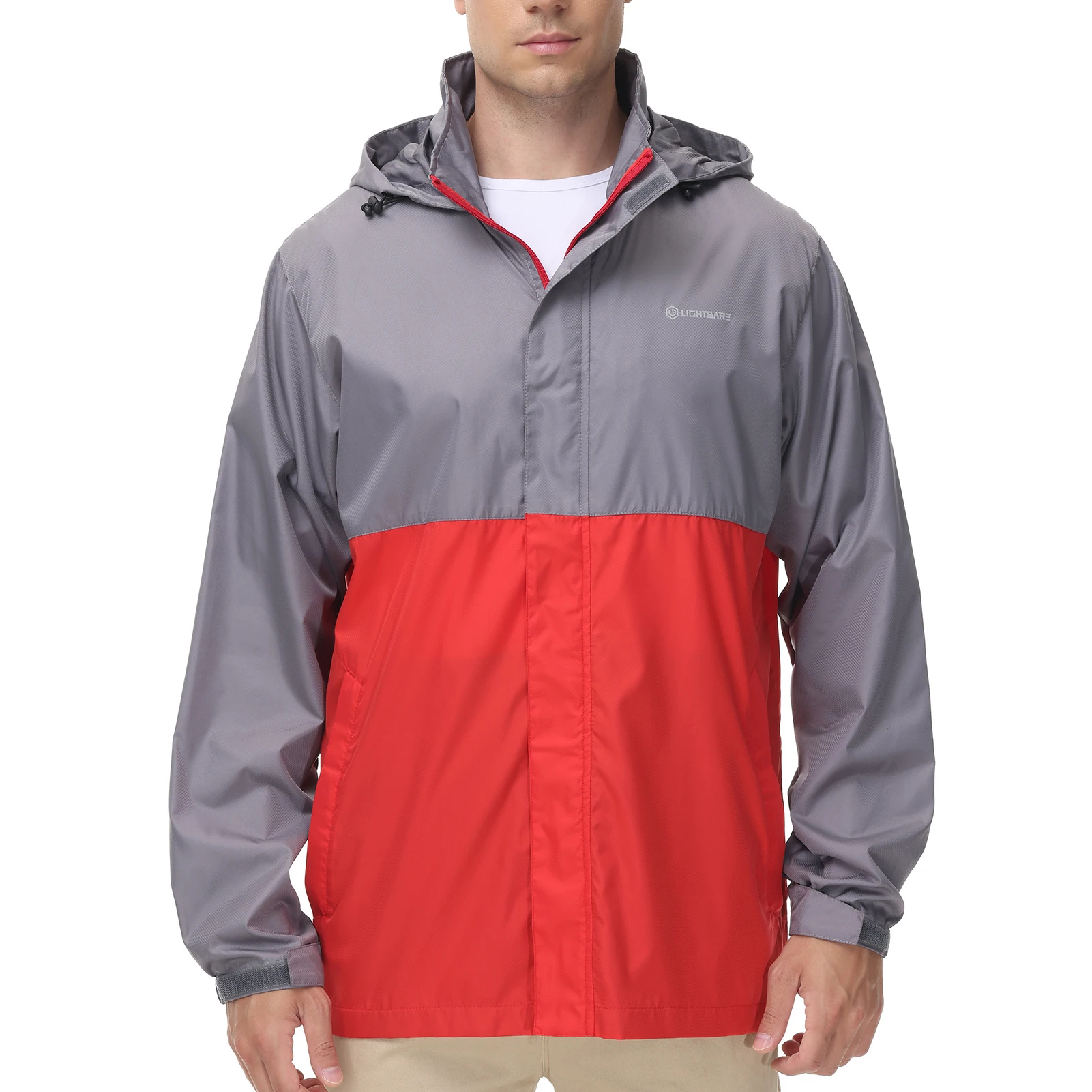Lightbare Men’s Lightweight Water Resistant Raincoat Ripstop Packable Breathable Hooded Windbreaker Jacket LB02M