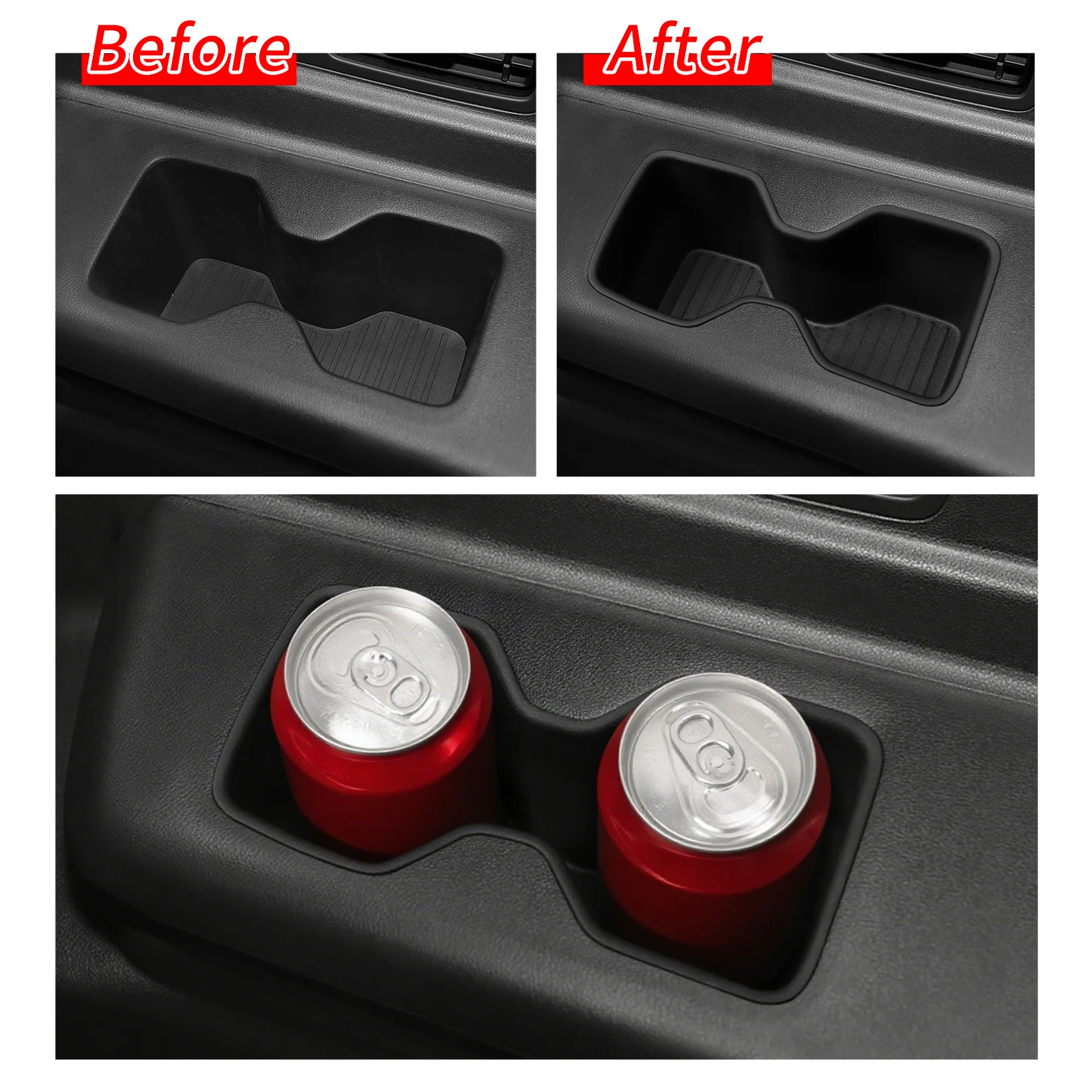 현대 싼타페 6/7인승 2024-2026 (3열 전용) 도어 사이드 컵홀더 인서트 컵박스 충격흡수 수납 TPE 정리함