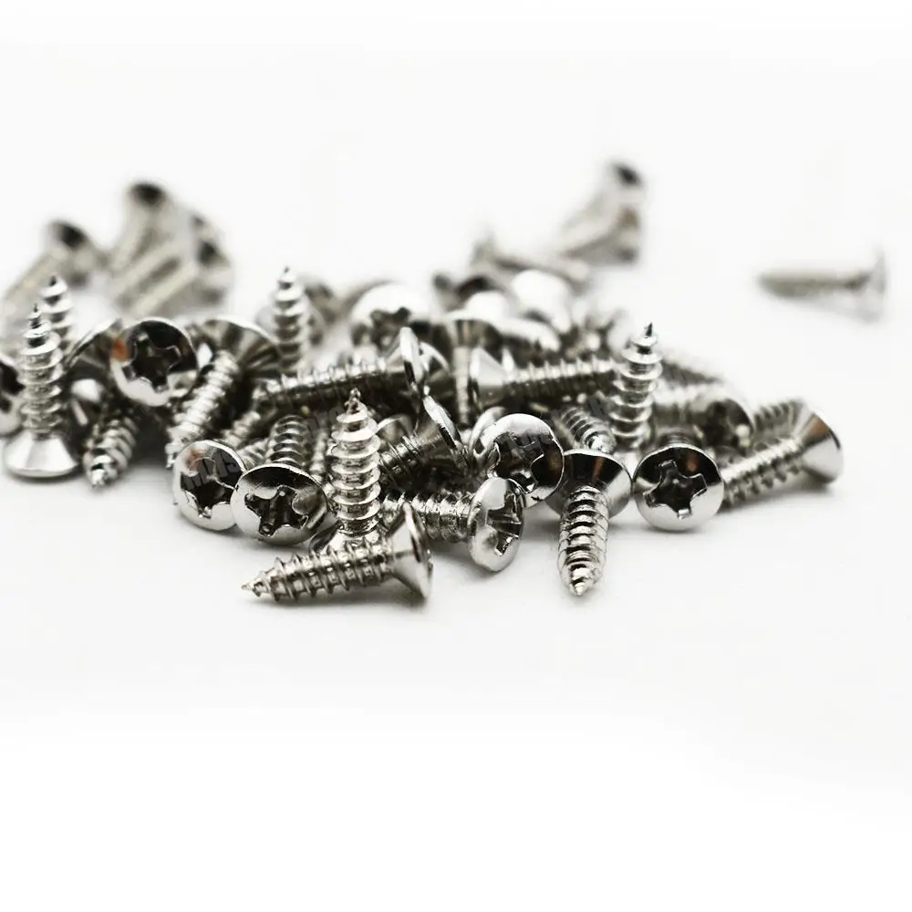 400pcs Electric Guitar Pickguard Plate Mount Screw Size 3 x 12mm Color Black/Chrome with Storage Box Luthier Tool