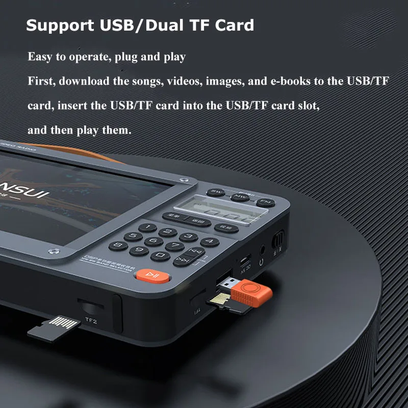 Portable Retro Radio FM/MW/SW Receiver 7.0inch Screen Video Music Player Bluetooth Speaker Support TF Card USB