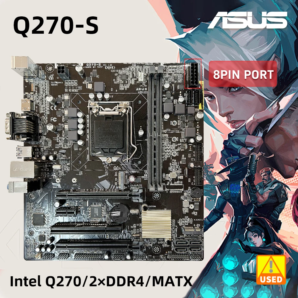 

ASUS Q270-S Q270 Micro ATX Motherboard LGA 1151 Socket Supports for Intel Core i3 i5 i7 6100 6300 6500 6600 6700 CPU Processors