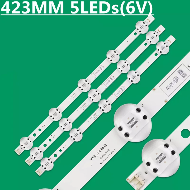 LED 백라이트 스트립, Y19_43LM63_REV07, EAV64592301, 43LM6300, 43LM6300PLA, 43LM6300PSB HC430DUN-SLXL1-A14X, 5LED(6V), 423mm