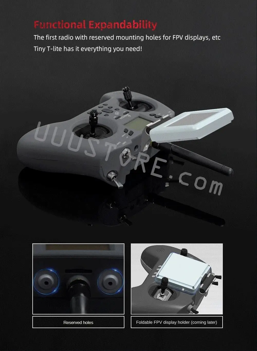 Jumper T-Lite V2 Transmitter, T-lite is the first radio with reserved mounting holes for FPV displays . 