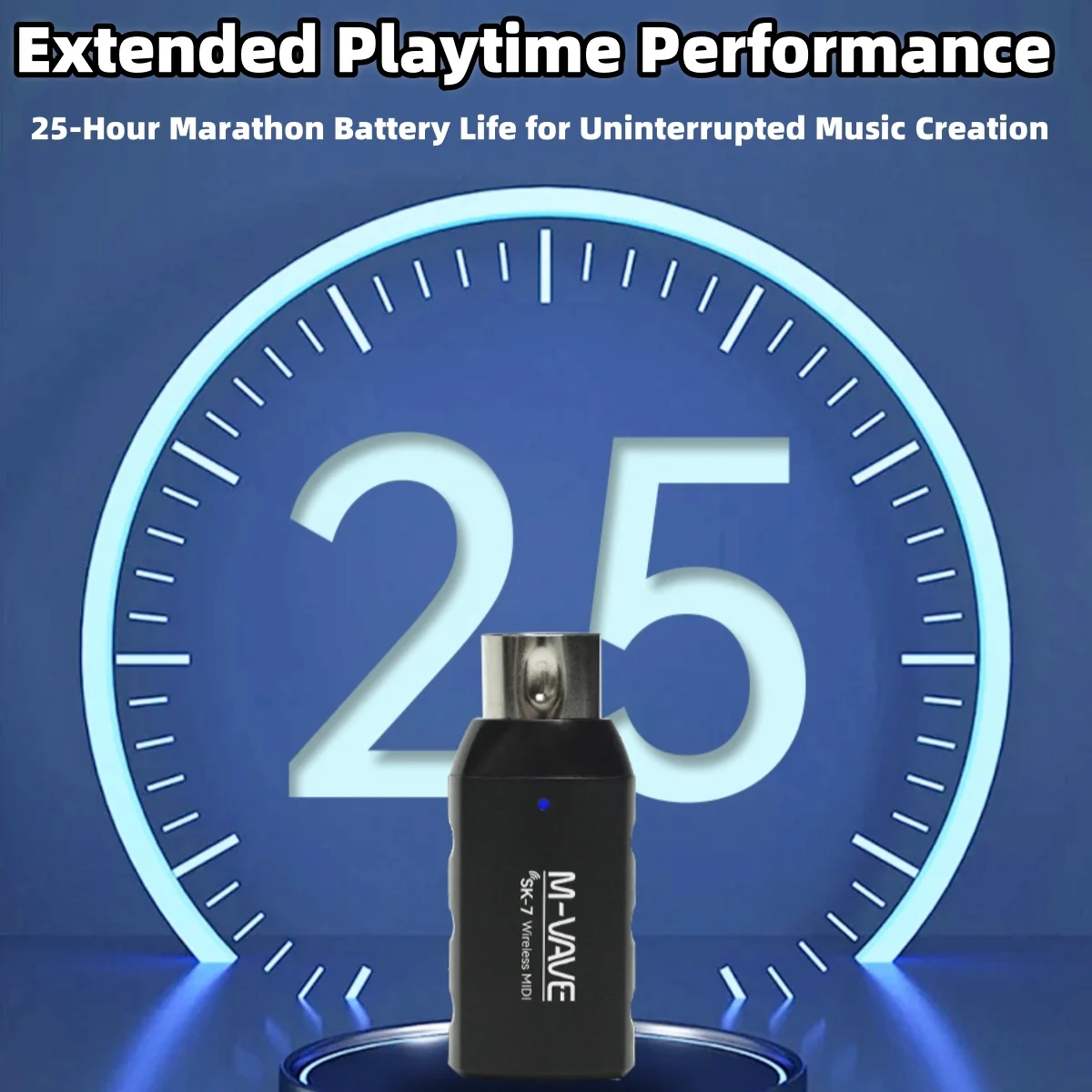 M-VAVE SK-7 MIDI Adapter Wireless Midi Receiver 2.4Ghz Ultra-Low Latency Plug & Play Compatible Five Core MIDI Device Interface