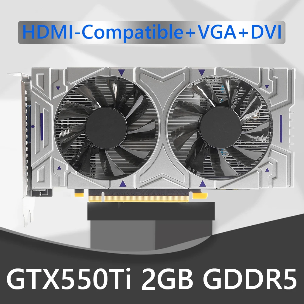 Computer Graphic Card Interface Twin Cooling Fan GDDR5 GTX550TI 128bit 1/2/4/8GB Video Card+Cooling Fan HD+VGA+DVI Graphics Card gaming card for pc Graphics Cards