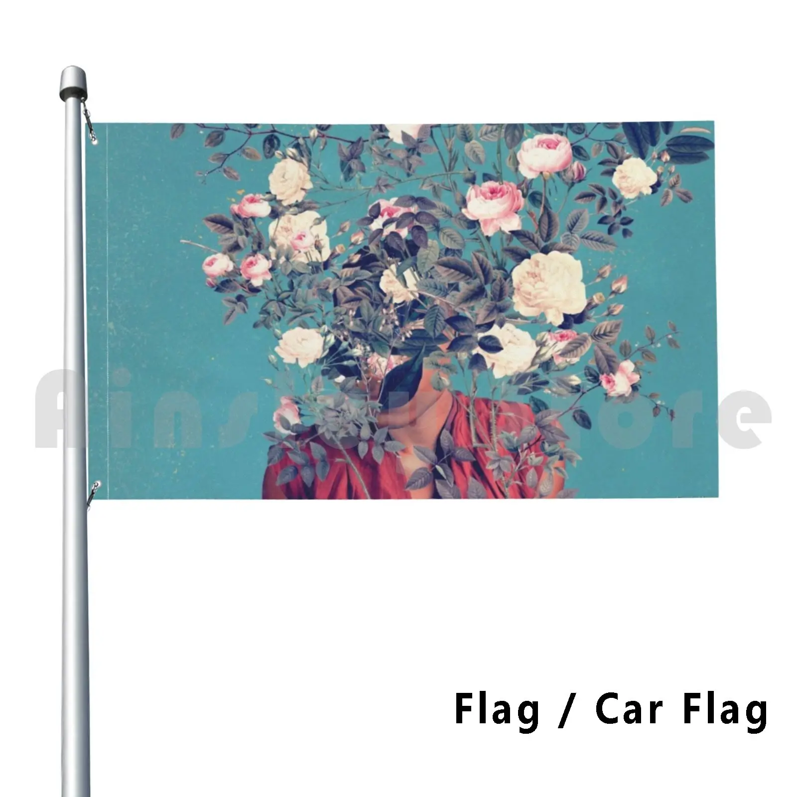 The First Noon I Dreamt Of You Outdoor Decor Flag Car Flag Frank Moth Vintage Retro Floral Collage Digital Collage