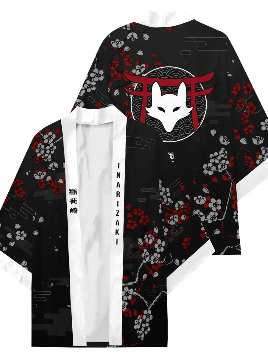 INARIZAKI FOXES KIMONO Cape Loose Three-quarter Sleeve Cardigan Robe Haori