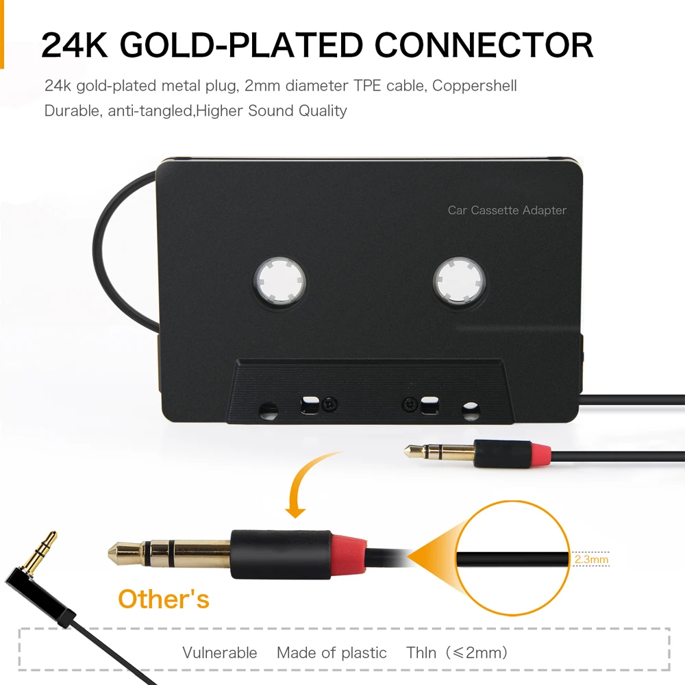 Cassette Player Converter Aux Adapter Car Tape Audio Cassette Mp3 Player Converter 3.5mm Jack Plug For iPod iPhone MP3 Phone AUX Cable CD Player