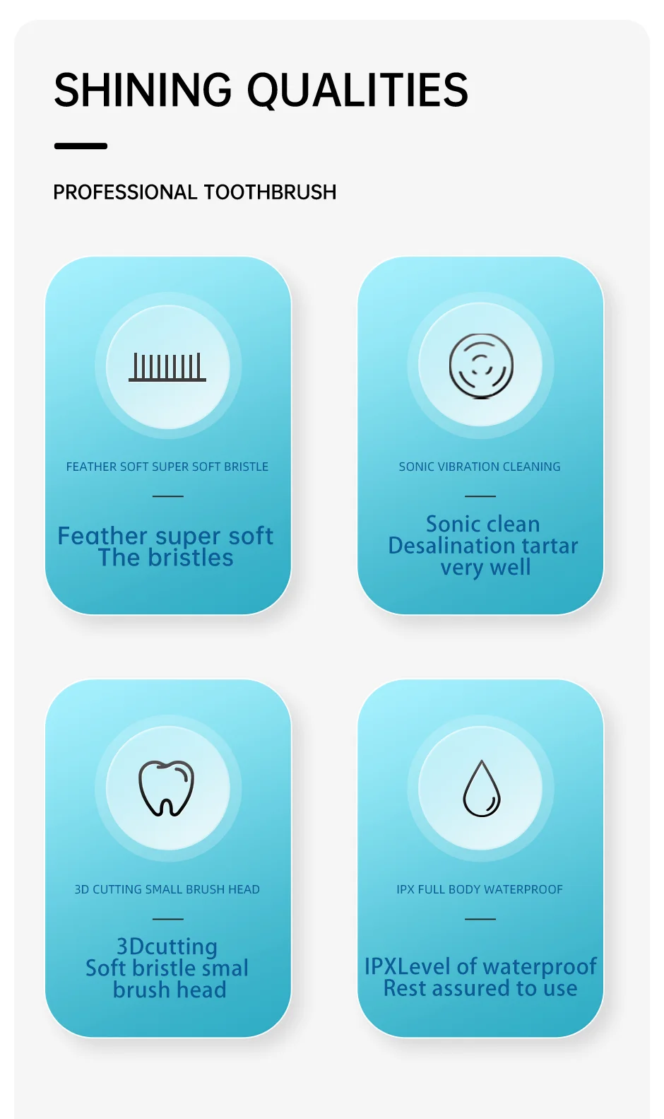 Description Picture 4 of itemJianpai Sonic Electric Toothbrush for Men and Women Adult Household Non Rechargeable Soft Hair IPX6 Waterproof