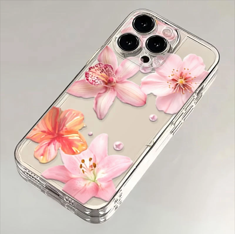 Pink Lily Flower Soft Clear Phone Case Cover