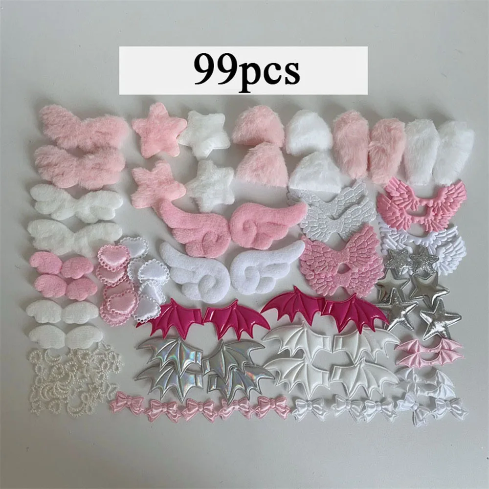 Colorful Pink Bow Lace DIY Decoration Kit with Plush Ear Accessories