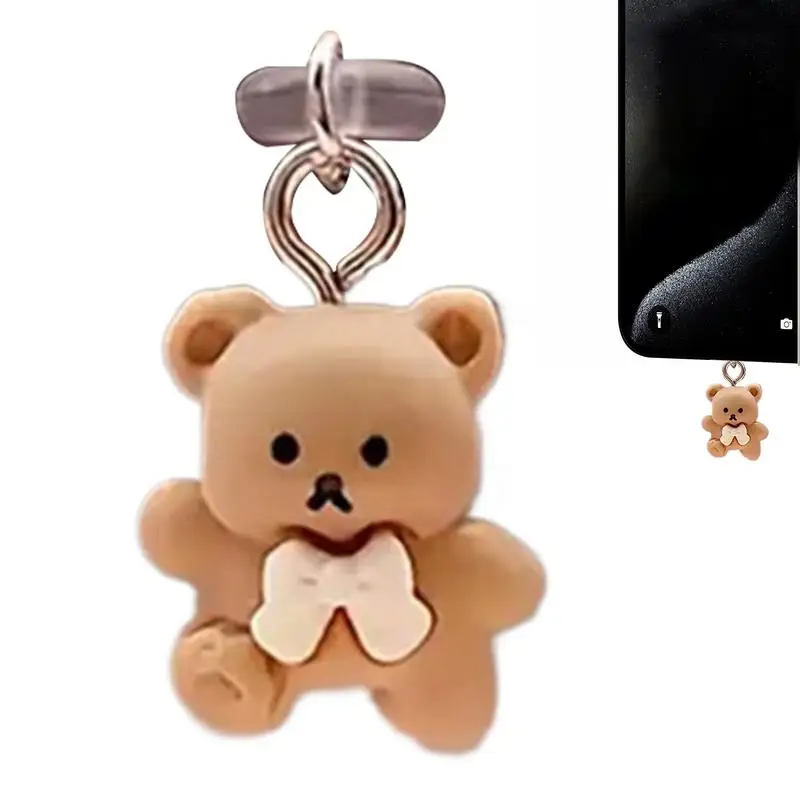 USB C Plug Cover Bear Cartoon Type C Dust Plug Mobile Phone Port Protector Dust Plug Charm Dust Proof Plugs Pendants For Adults