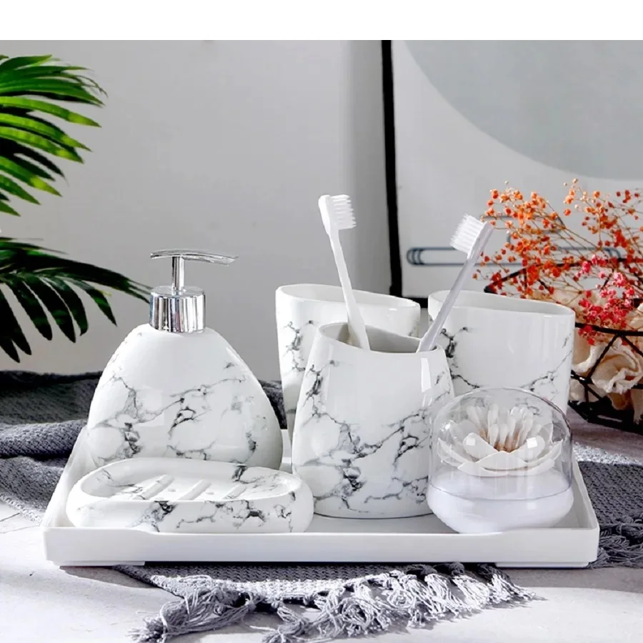 

Animal sanitary ware five piece ceramic mouthwash cup gold geometry antler Bathroom Set Wedding holiday gift