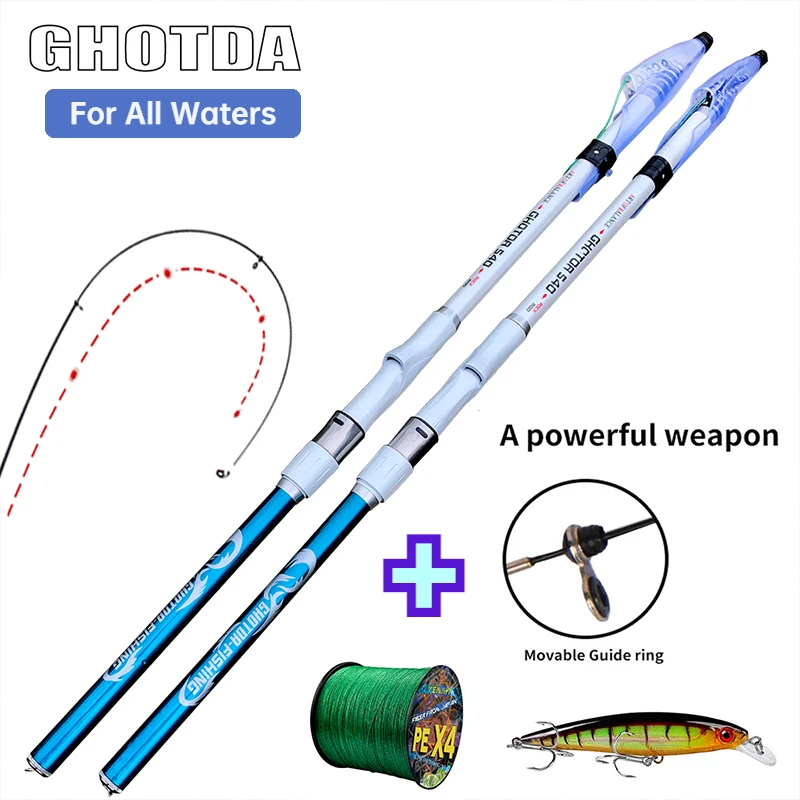 

GHOTDA Super Hard Telescopic Rock Fishing Rod 3.6M/4.5M/5.4M/6.3M Carp Feeder Pole Lure Weight 10-50g Outdoor Fishing Equipment