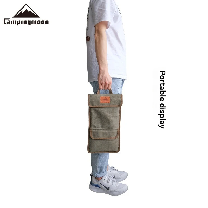 CAMPINGMOON Outdoor Camping Equipment Stainless Steel Single Flying Table Bag Hand-held Thick Canvas Bag Storage Bag