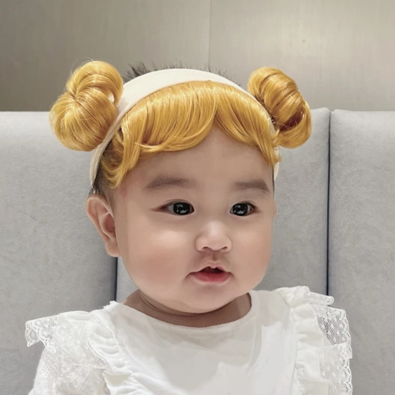 귀엽고 세련된 골드 가발 패셔너블한 가발 여아를 위한 세련된 헤어 액세서리