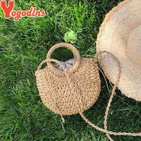 Yogodlns Handmade Half-Round Rattan Woven Straw Bag Summer Women Messenger Crossbody Bags Girls Small Beach Handbag New 4