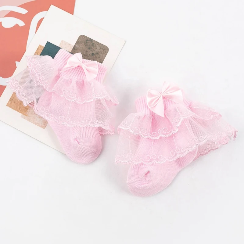 

Bobora Summer Baby Socks Cute Lace Flower Bows Newborn Princess Baby Girl Socks Breathable Ruffle Infant Toddler Short Socks