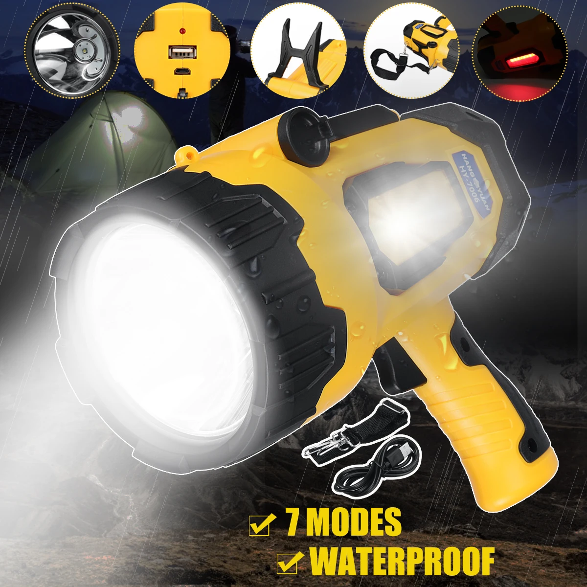 

4400mAh Spotlight Flashlight LED Lumen Rechargeable Super Bright Waterproof Outdoor Camping Hunting Night Vision Torch