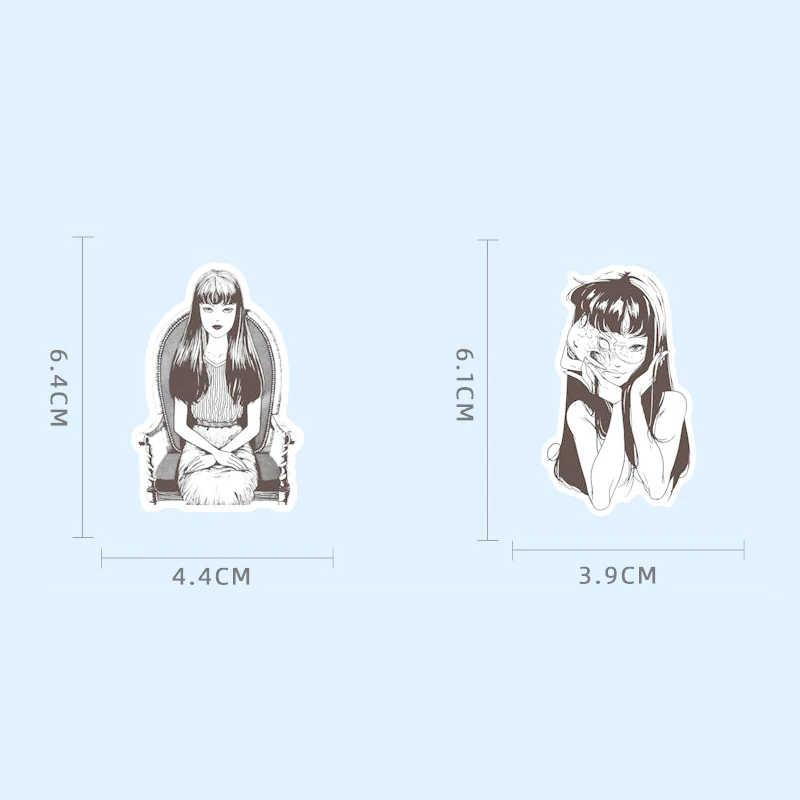 50Pcs Tomie Junji Ito 스티커 공포 애니메이션 스티커 미학 스케이트 보드 가방 노트북 Tomie Kawakami 낙서 데칼