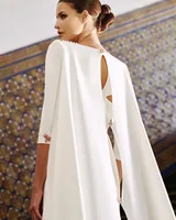Muslim Wedding Dresses For Brides Half Sleeves Bridal Gown With Long Cape Square Collor Bride Dress Evening Dress Customized 2