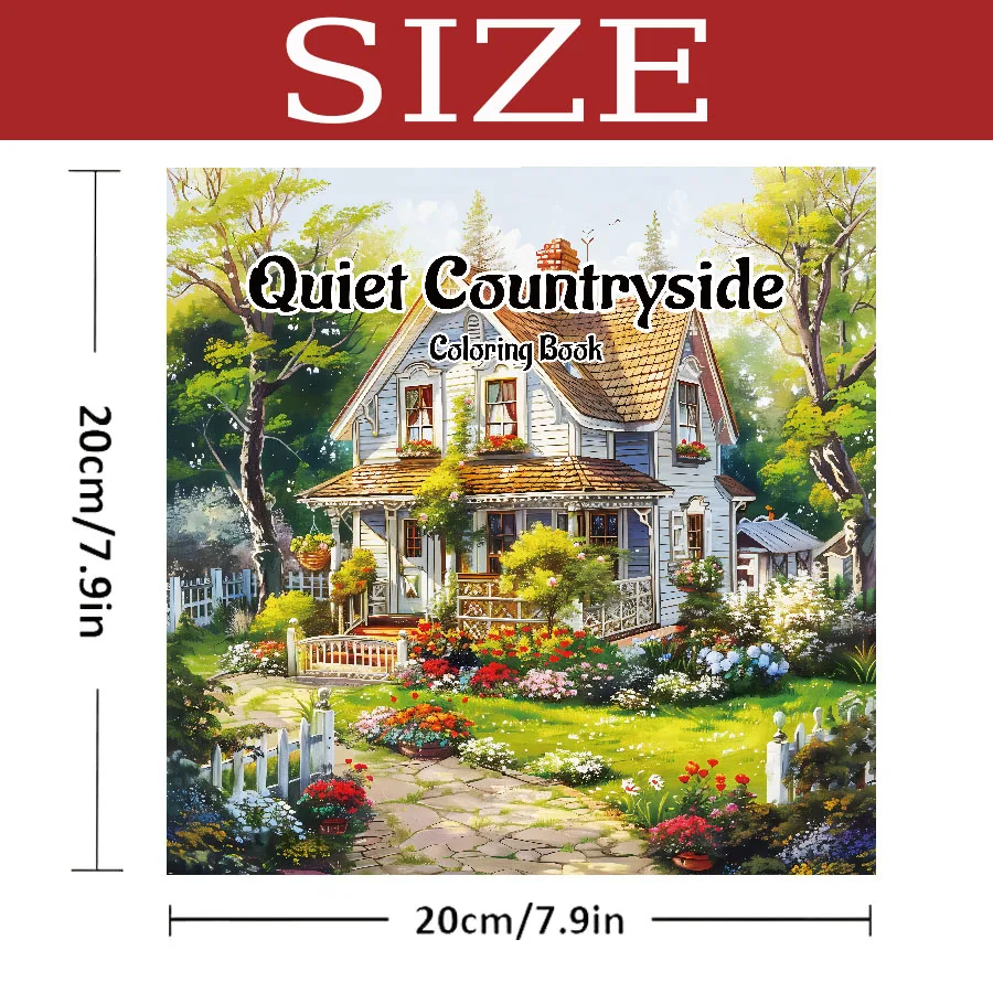 Quiet Countryside Coloring Book 20 Page House Landscape Adult Picture Book Kill Time Relaxing Art  Doodle Painting Drawing 2