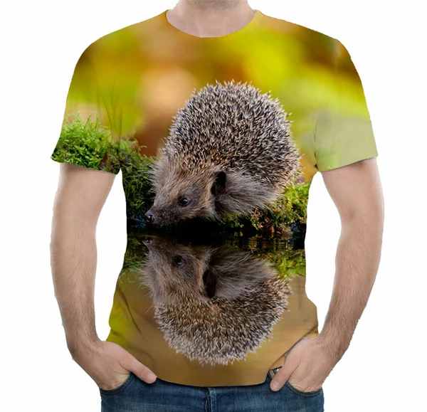 

Men and Women Fashion 3d Hedgehog Pattern Printing T Shirt Funny Short Sleeves T Shirt Tops