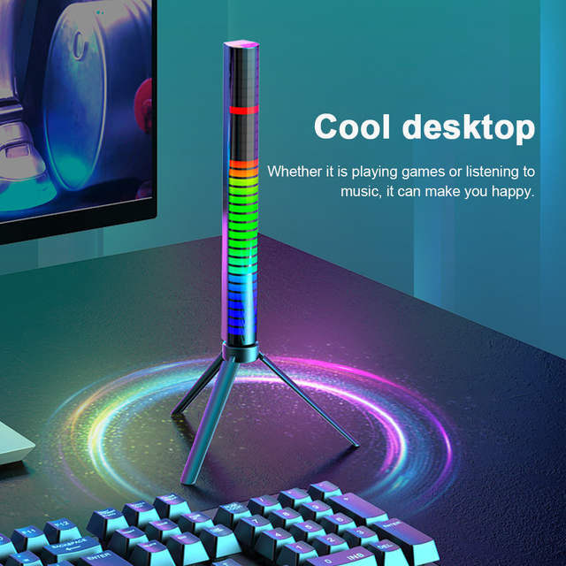 Light 32 LED-Bit RGB APP Control Voice Activated Sound Lamp Audio Spectrum Bar Pickup Music Ambient Lamp For Computer Car