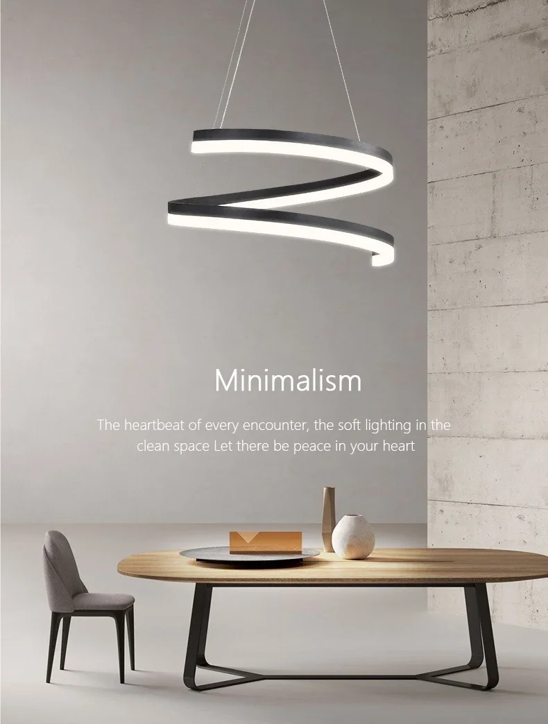Description Picture 2 of itemSimple Special Shape Nordic Led Pendant Lights Dimmable Living Dining Room Chandelier Bedroom Ring Hanging Lamp Lighting Fixture