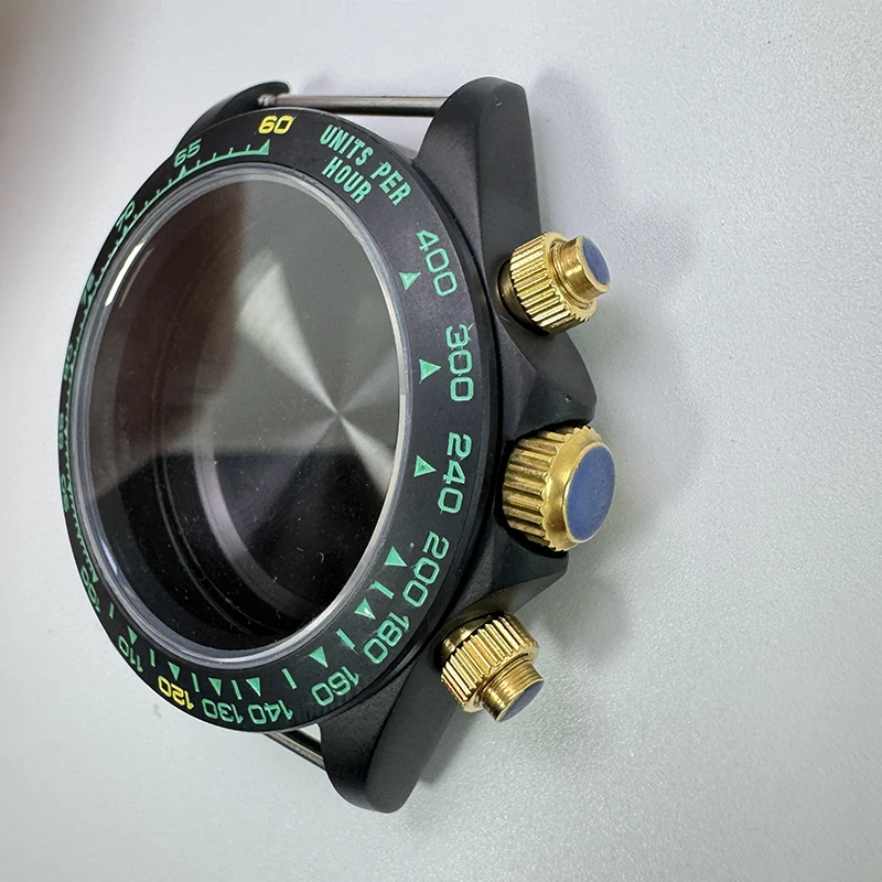 316L Edelstahl 39mm VK63 Schwarzes Uhrengehäuse Saphirglas Keramik/Stahl Lünette Passend für VK63 Quarzwerk Uhrenzubehör – Detail 16