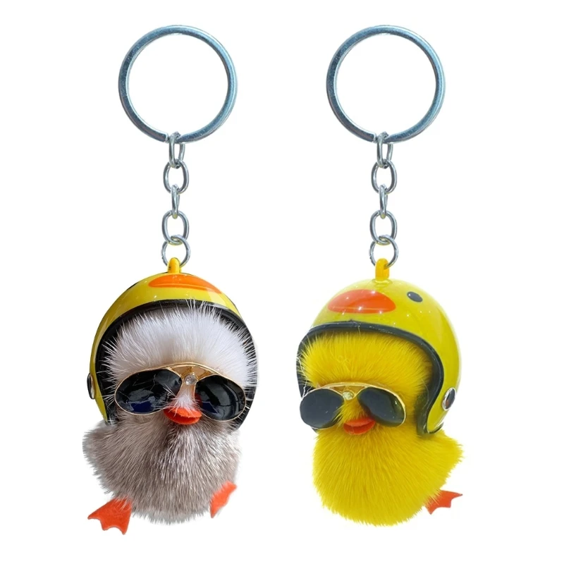 

Handbag Pendants Cartoon Plush Helmet Duck Keychains Key Rings Key Chains