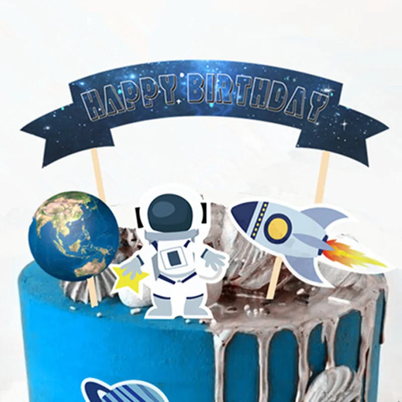 Space Universe Kuchen Topper Rakete Planet Cupcake Topper Astronaut Kinder Weltraum Thema Party Alles Gute zum Geburtstag Kuchen Dekorationen Lieferant – Detail 4