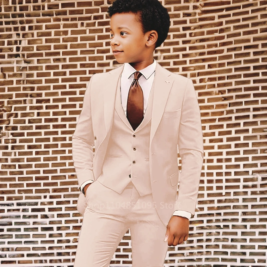 3PCS Boys Suit Kid Wedding Easter Church Outfit Set Teenage School Graduation Prom Photography Performance Birthday Party Tuxedo