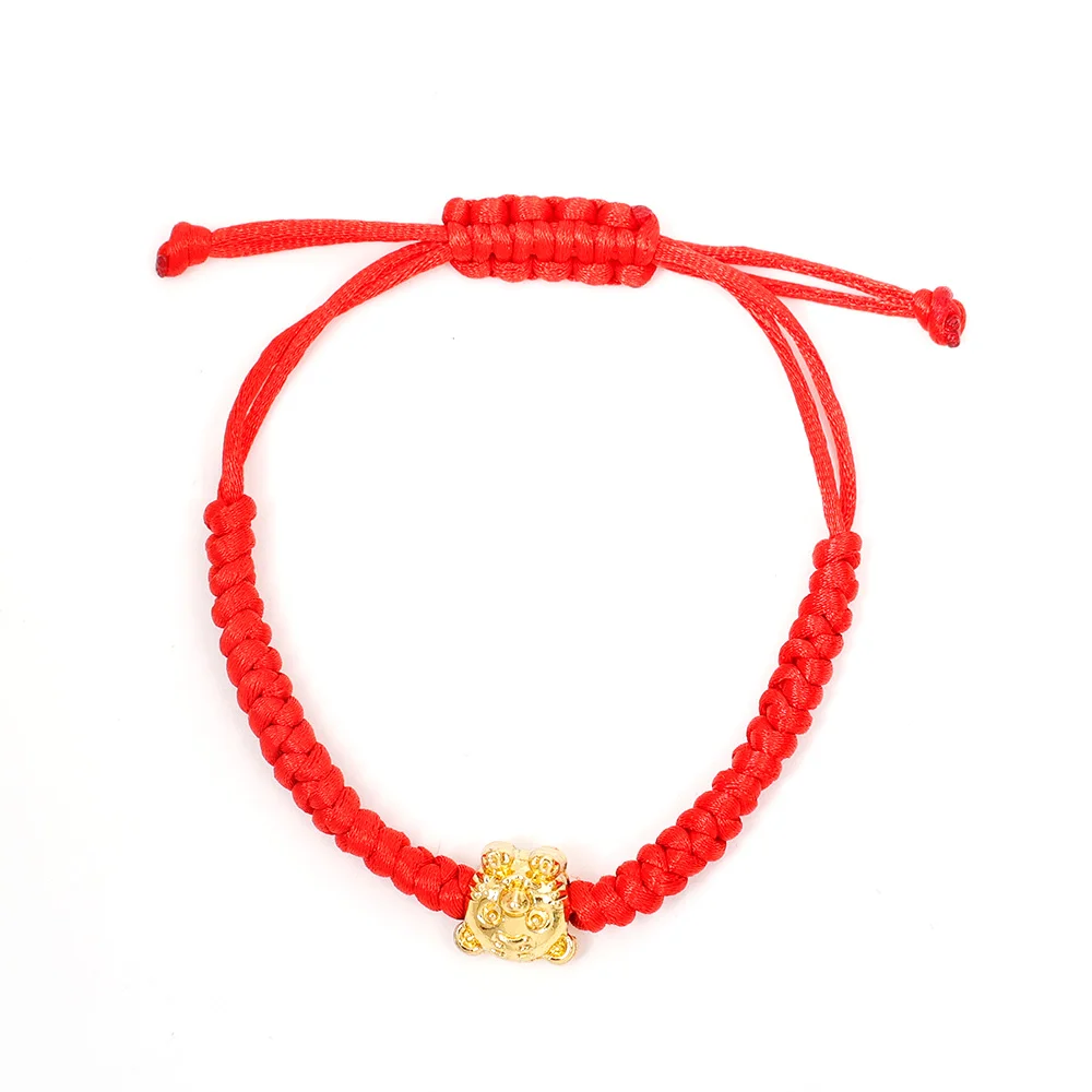 Mascot Five Fortunes Golden Tiger Red String Bracelet 2022 Chinese Tiger New Year Bring Wealth Lucky Good Blessing Bracelets 