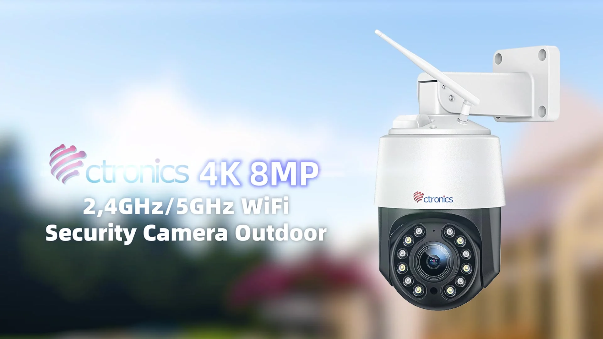 Ctronics リアル 4K 8MP 5GHz WiFi 監視カメラ 屋外 360 16倍 5倍光学